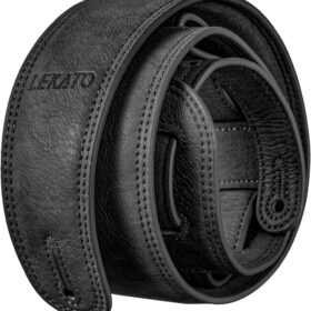 LEKATO Premium Padded Leather Guitar Strap - 2.5 Inch Wide Comfort Bass & Electric Guitar Strap with High-Density Foam Pad, Adjustable 41"-51" (Black)