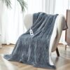 Cozee Bliss 50"x60" Heated Throw Blanket, 6 Heat Levels & 4-Hour Auto-Off, Machine Washable Electric Blanket for Couch, Dark Grey