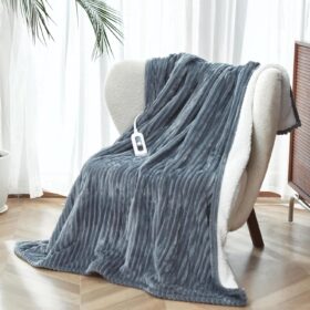 Heated Blanket Throw, 50"x60" Ultra-Soft Electric Blanket with 6 Heat Levels & 4-Hour Auto-Off, Fast-Heating Cozy Throw for Couch and Bed, Dark Grey
