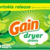 Gain Dryer Sheets Plus Wrinkle Guard, Original Fresh Scent, 240 Count Box - Static Control & Fabric Softener