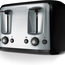 BLACK+DECKER 4-Slice Toaster with Extra-Wide Slots, 7 Shade Settings, and 1400W High-Speed Toasting