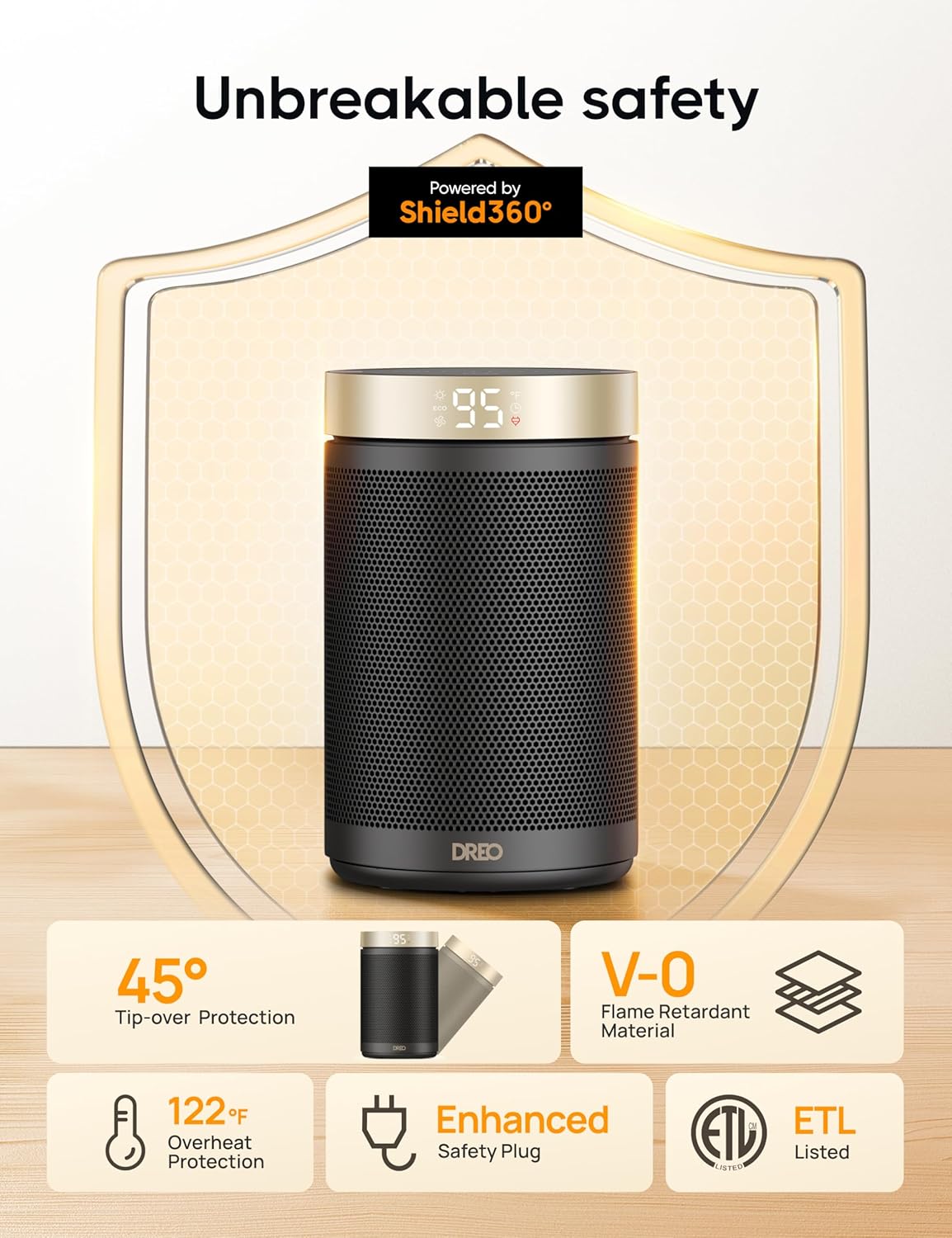 Dreo 2024 Smart Portable Space Heater – 1500W Fast PTC Ceramic Heater with Remote, Thermostat, 12H Timer, 70° Oscillation & Safety Sensors for Indoor Office & Bedroom