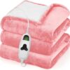 Greenoak Heated Blanket Electric Throw, 10 Heat Levels & 8-Hour Auto Off, Ultra-Soft Flannel Fleece Heating Blanket (50x60), Energy-Saving & Machine Washable, Cozy Christmas Gifts for Women, Baby Pink