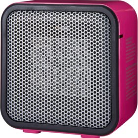 Amazon Basics 500W Personal Ceramic Space Heater | Portable & Quiet for Office Desk, Bedroom, or Dorm Room | Pink Compact Heater with Tip-Over Protection