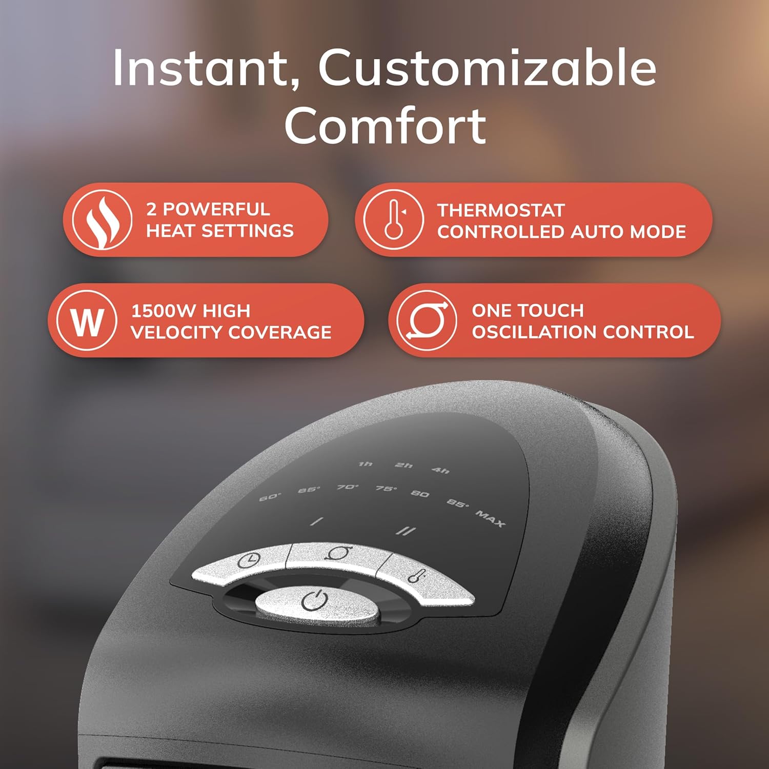 Lasko Ceramic Tower Heater for Large Rooms - 1500W Electric Space Heater with Thermostat, Remote, 7-Hr Timer & Oscillation - Portable Heater for Indoor Use in Bedroom and Living Room
