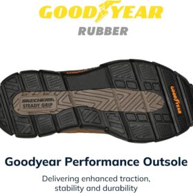 Skechers Men's Respected-Boswell Mid Top Leather Moc Toe Slip-Resistant Work Sneakers