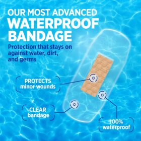 BAND-AID Brand Waterproof Clear Spot Bandages – 100% Waterproof Adhesive Pads for Minor Cuts & Scrapes, 50 Count