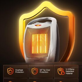 GiveBest Personal Ceramic Space Heater, Portable Quiet Office Heater with Thermostat & 2 Heat Settings (1500W/750W), Tip-Over & Overheat Protection for Desk Indoor Use