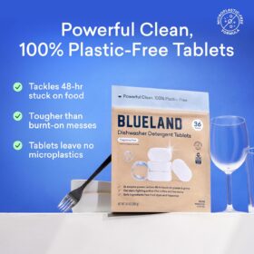 Blueland Plastic-Free Dishwasher Detergent Tablets (120 Count) | Powerful, Clean & Clear Eco-Friendly Pods for Sparkling Dishes