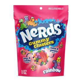 NERDS Gummy Clusters Candy - Rainbow Crunchy & Gummy Treats - 8 Ounce Resealable Bag
