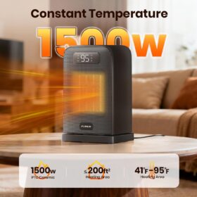 Cozy Comfort 1500W Oscillating Space Heater for Indoor Use | Remote & Thermostat | Small, Quiet & Safe Desk Heater for Office, Bedroom & Home | 12H Timer, 4 Modes & LED Display (Black)