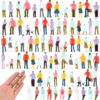 Namalu 100-Piece 1:150 Scale Miniature People Figurines – Assorted Painted Architectural Models for Train Layouts, Dioramas & Scenes