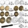 Jean Button Kit – 32-Piece No-Sew Metal Rivets, Screw Back Fasteners & Mini Screwdriver for Denim Repair (17mm & 20mm)