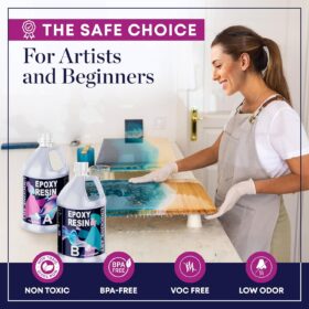 Unicone Art Crystal Clear Epoxy Resin Kit (1 Gallon) - Professional UV Resistant & Non-Toxic Casting Resin for Countertops, River Tables, Art, & Jewelry | Low Odor, Anti-Yellowing, Bubble-Free Finish