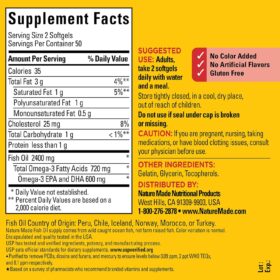 Nature Made Fish Oil 1200mg Omega-3 Softgels | Heart Health Support | 100 Ct (50 Day Supply)