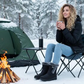 HARENCE Women's Waterproof Winter Snow Boots for Warmth & Traction