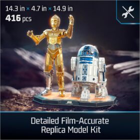 Star Wars C-3PO & R2-D2 4D Puzzle Model Kit - 416 Piece 3D Construction Set with Display Stand - Movie Room Décor & Gift for Fans Ages 12+