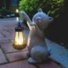 Solar Garden Statue - Hand-Painted Cat Figurine with LED Lantern