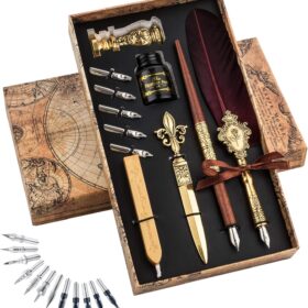 Hethrone Feather Pen and Ink Set – Vintage Calligraphy Quill Pen with 22 Accessories, Gift Box