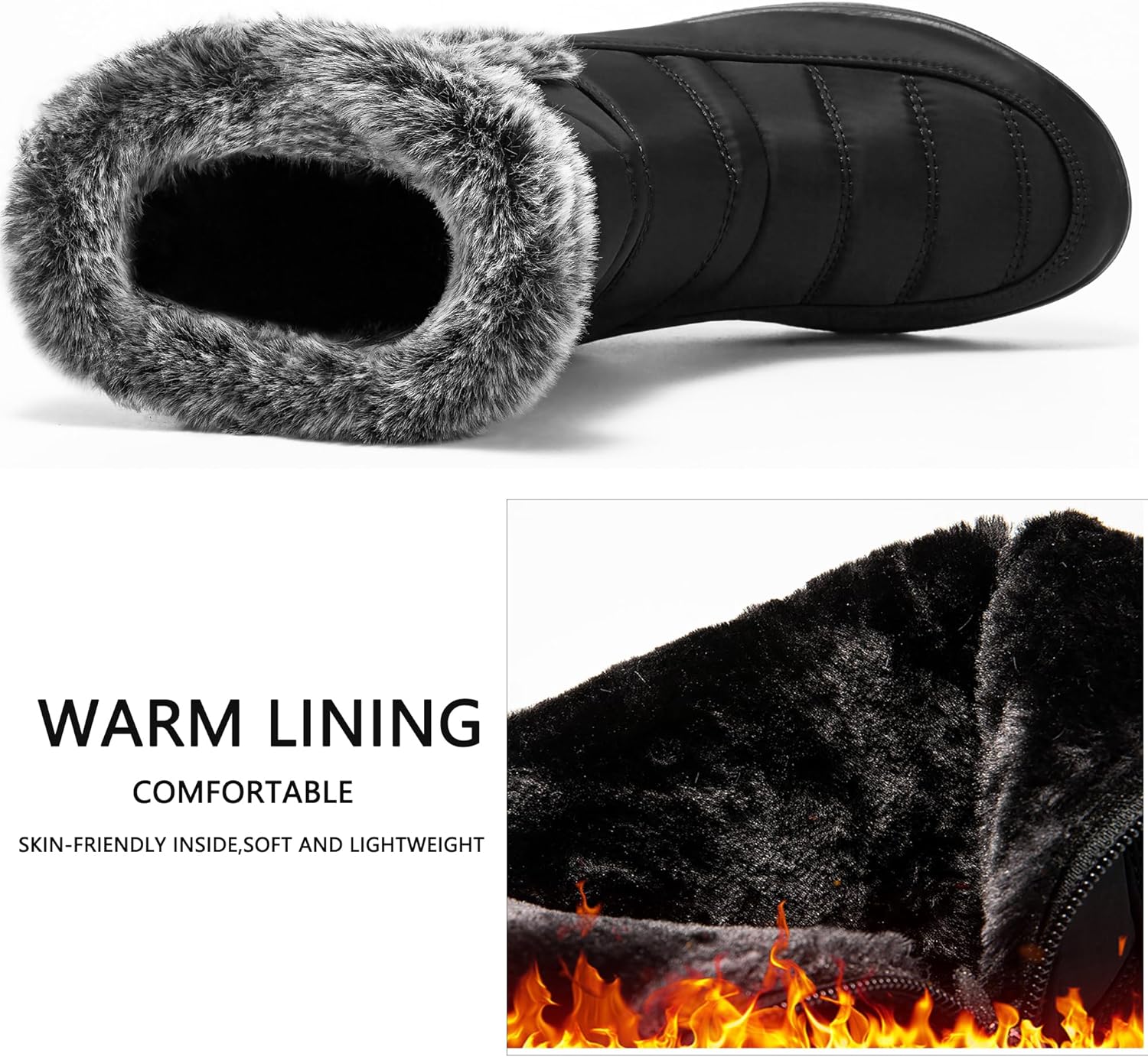 HARENCE Women's Cozy Winter Boots - Waterproof, Fleece-Lined Snow Shoes for Warmth & Traction