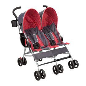 Delta Children LX Side by Side Double Stroller – Compact Fold, Reversible Seats & Extra Storage, Grey