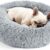 Hoewina Calming Donut Dog & Cat Bed - 20in Round Fluffy Pet Bed for Small to Medium Dogs & Cats - Anti-Anxiety, Washable, Self-Warming Fur Nest in Light Grey