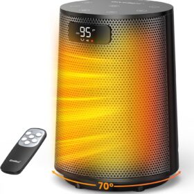 GiveBest Space Heater, 1500W Fast Heating Indoor Portable Heater with Thermostat & Remote, 70° Oscillation, 12H Timer, Quiet Ceramic Heater for Office, Bedroom, Home