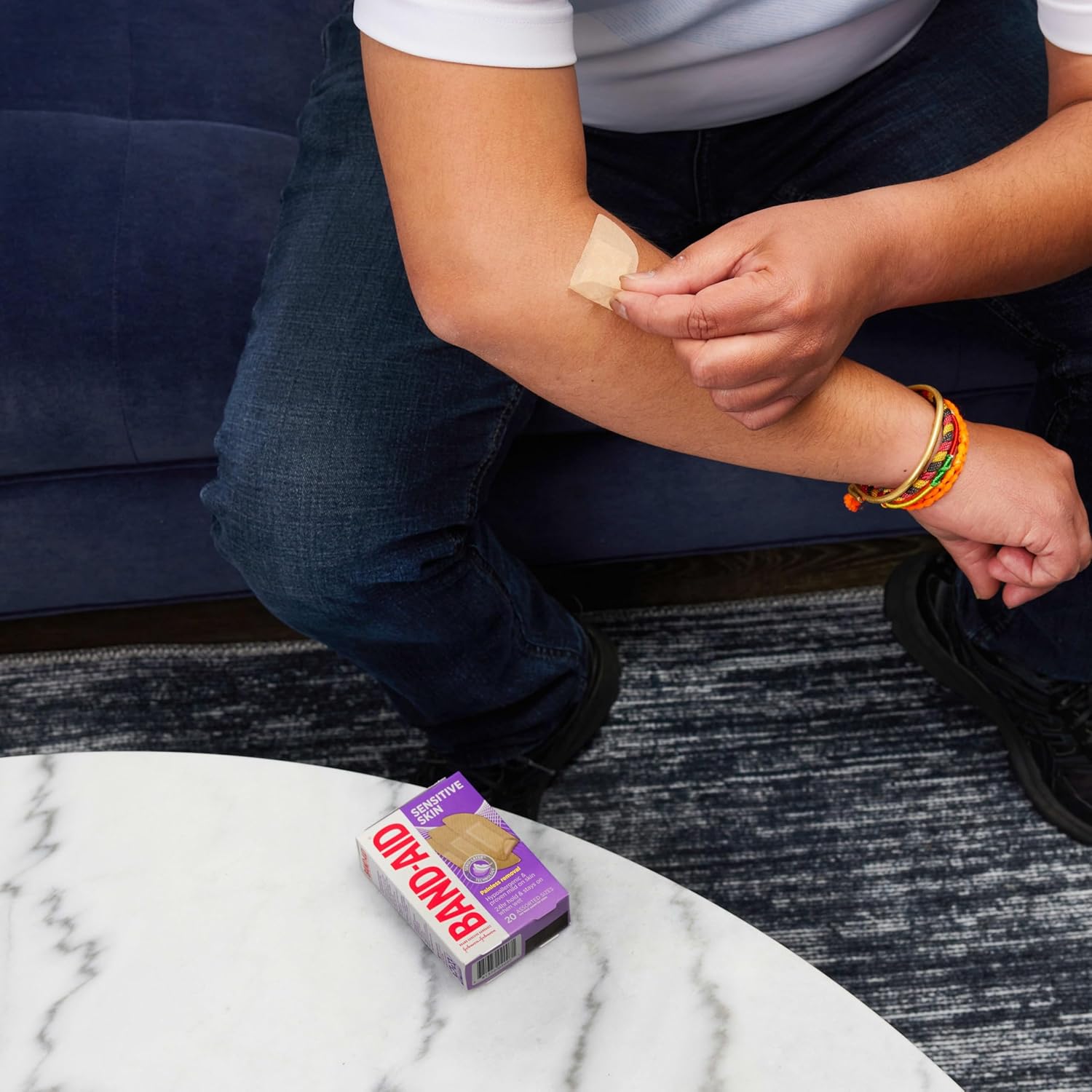 Band-Aid Brand Hypoallergenic Adhesive Bandages for Sensitive Skin – Painless Removal, 100% Sterile, Wound Protection for Eczema Prone Skin, 20 Count (Assorted)