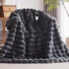Luxury Faux Fur Heated Blanket Throw - 10 Heat Settings, 1-8 Hr Auto Shut-Off Timer & Overheat Protection for Ultimate Cozy Comfort, 50"x60" (Dark Grey)