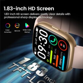 Smart Watch with Alexa Built-in, 1.83" HD Screen Bluetooth Calling Fitness Tracker, IP68 Waterproof Heart Rate Sleep Monitor for Android iOS - Pink