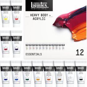 Liquitex Professional Heavy Body Acrylic Paint, Essentials Set (12 x 22ml Tubes) - High Viscosity Artist Paint for Impasto, Texture & Mixed Media