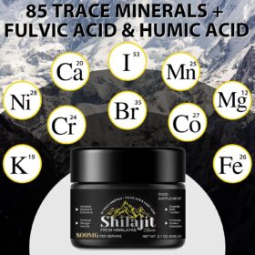 Premium Himalayan Shilajit Resin, 85+ Trace Minerals & Fulvic Acid for Peak Energy & Vitality, 2.1 OZ (4-Month Supply) for Men & Women
