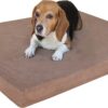 Dogbed4less Orthopedic Memory Foam Dog Bed - Small/Medium (35"x20"x4") - Waterproof Liner, Brown Suede Cover & Bonus Replacement Case - Joint Support & Pain Relief for Pets