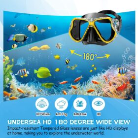 Greatever Dry Snorkel Set with Panoramic Wide View Mask – Anti-Fog, Leak-Proof Scuba & Swim Diving Gear for Adults