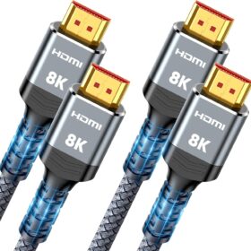 Highwings 8K HDMI Cable 2.1 (2-Pack, 10FT) – Ultra High Speed 48Gbps Nylon Braided Cord, Supports 4K@120Hz, 8K@60Hz, eARC, VRR, and Gaming for PS5, Xbox, TV, Laptop