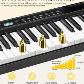 88 Key Folding Piano with Semi-Weighted Keys - Portable MIDI Keyboard, Bluetooth MIDI, Rechargeable Battery, and Carry Bag - Full Size Digital Travel Piano for Beginners & Professionals
