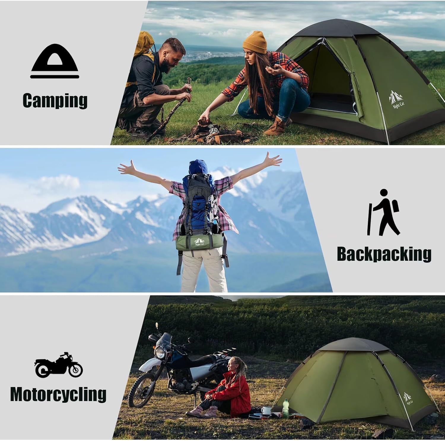 Night Cat 1-Person Backpacking Tent – Lightweight, Waterproof & Easy Setup Camping Shelter for Hiking & Outdoor Adventures