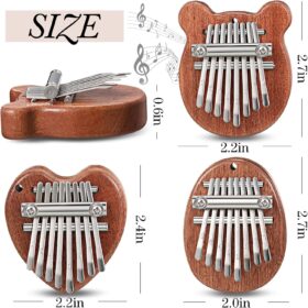 Kathfly 15-Pack Mini 8-Key Thumb Piano Set – Portable Heart & Bear Shaped Wood Kalimba Gift Bundle with Ropes for Kids, Party Favors & Music Lovers