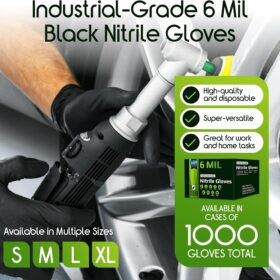 Inspire Heavy Duty 6Mil Black Nitrile Gloves - Industrial Strength, Powder-Free, Latex-Free Disposable Work Gloves for Automotive, Mechanic & Food Safety (100 Count)