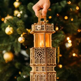 Wood Trick Antique Lantern LED 3D Wooden Puzzle Kit – Mechanical DIY Model Building Kit for Adults – Glue-Free Construction with 2-Mode Lighting