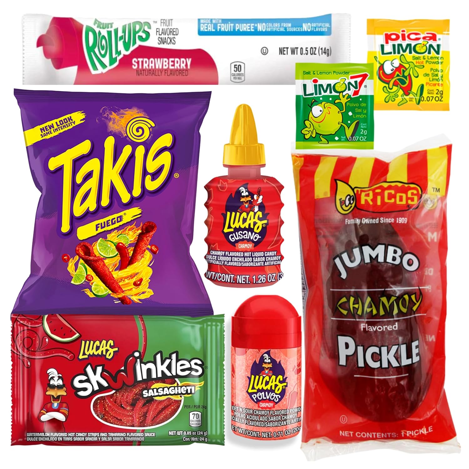 Ricos TikTok Chamoy Pickle Kit - Viral Spicy, Sweet & Sour Snack Kit with Fruit Roll-ups, Chips, Lucas Gusano & Salsagheti Candy - All-in-One TikTok Trend Snack Bundle by Ma Lit Candy