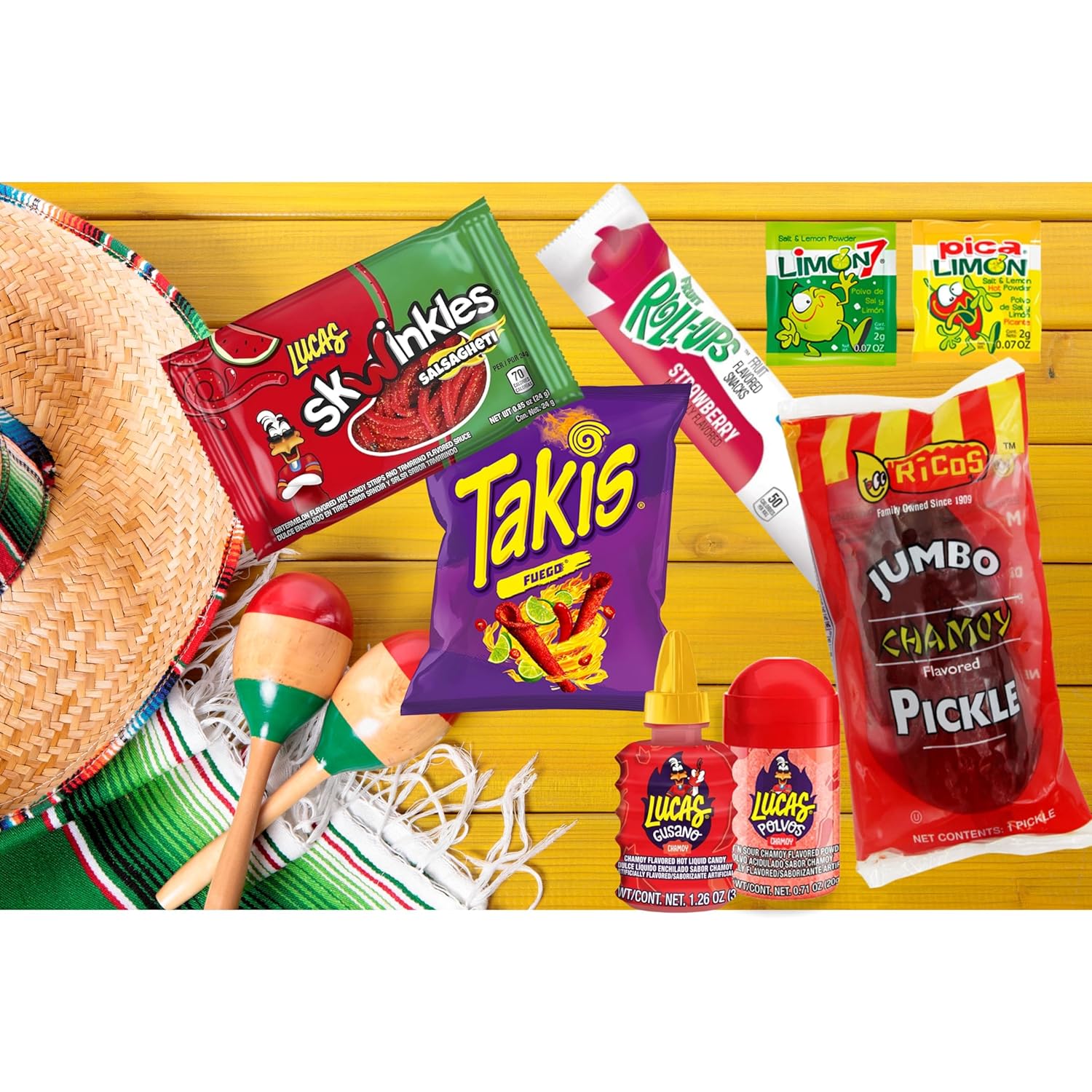 Ricos TikTok Chamoy Pickle Kit - Viral Spicy, Sweet & Sour Snack Kit with Fruit Roll-ups, Chips, Lucas Gusano & Salsagheti Candy - All-in-One TikTok Trend Snack Bundle by Ma Lit Candy