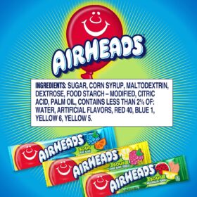 Airheads SOUR Candy Bars Variety Pack – Chewy Taffy in Watermelon, Blue Raspberry & Lemon Berry (9-Count Theater Box)