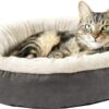 Love's Cabin Calming Donut Cat & Dog Bed - 20 Inch Round Plush Cuddler, Anti-Slip & Water-Resistant Bottom, Machine Washable Small Pet Bed for Puppies & Kittens (Premium Gray)