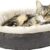Love's Cabin Calming Donut Cat & Dog Bed - 20 Inch Round Plush Cuddler, Anti-Slip & Water-Resistant Bottom, Machine Washable Small Pet Bed for Puppies & Kittens (Premium Gray)
