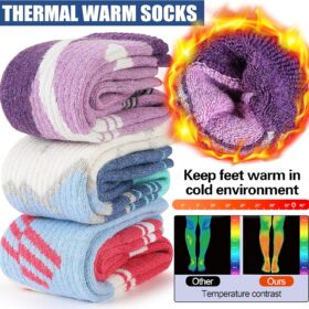 Merino Wool Thermal Ski Socks - 3 Pair Pack for Men & Women - Warm, Cushioned Knee High Snowboarding & Winter Sports Socks