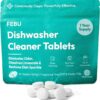 FEBU Dishwasher Cleaner Tablets (24 Count) | Made in USA | Plant-Based, Biodegradable Formula | Deep Cleans & Deodorizes | Eliminates Hard Water, Lime & Grease Buildup for a Sparkling Clean Machine