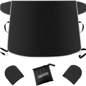 Windshield Snow Cover for Cars & SUVs - Heavy Duty 600D Oxford Waterproof Windshield Cover with Side Mirror Protectors, Anti-Theft Design & Elastic Straps - All-Weather Windshield Sunshade and Ice Shield