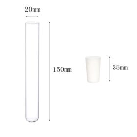 Premium Clear Glass Test Tubes with Rubber Stoppers – 150mm x 20mm (Pack of 10) – Includes Cleaning Brush | Reusable Science Lab Supplies, Herb Storage & Wedding Party Favor Vials