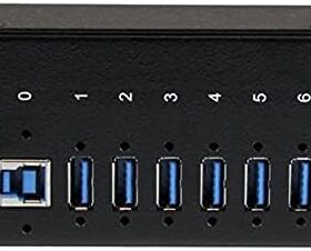 StarTech.com 7-Port Industrial USB 3.0 Hub - 5Gbps Metal DIN Rail Mount - 48V DC Powered, ESD & Surge Protected - TAA Compliant USB Expander (ST7300USBME)